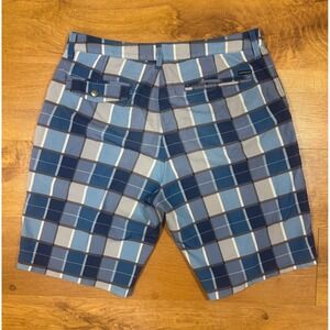 Quiksilver Platypus 21 Amphibian Mens Blue Plaid  Swim Surf Board Shorts Size 34